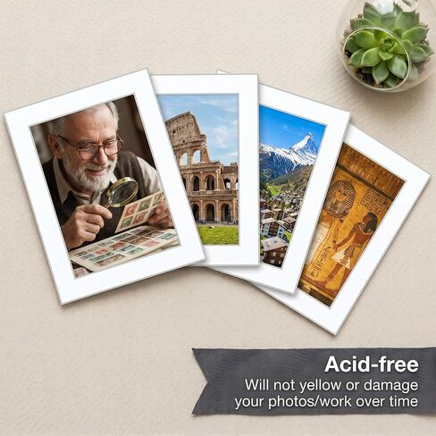 15 Pack White Pre-Cut 6x8 Picture Mounts for 5x7 Pictures Display, Frame Matted Photo Frame Mat Acid-Free Picture Mats Bevel Photo Board Show for Photos, Prints, Artworks in Kuwait