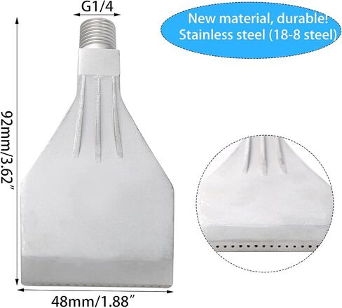 Stainless Steel Flat Nozzle Male Thread 1/4" BSPT Air Knife, 16 Hole Dust Blowing Nozzle, Blower, Compressed Air Silver 2Pcs in Kuwait