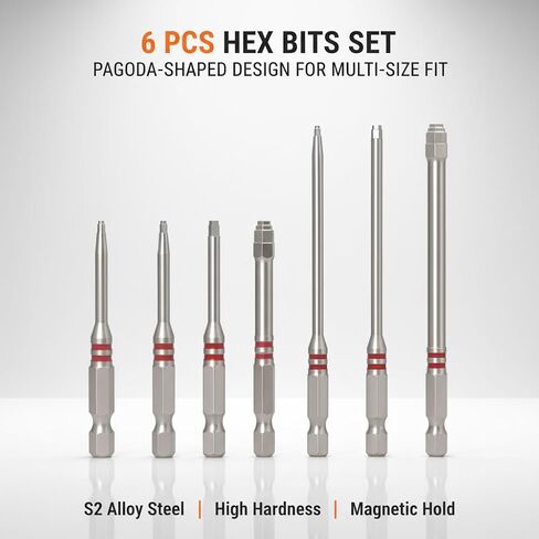 All-in-One Pagoda Hex Screwdriver Bit Set Magnetic Hexagonal Shank Alloy Steel Drivers Impact Drill Bit Kit 6 Piece in Kuwait