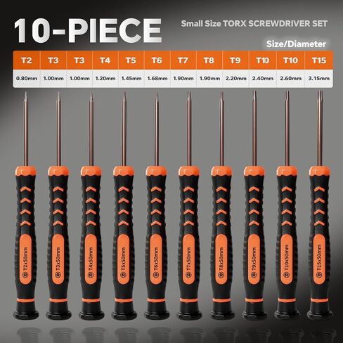 Torx Screwdriver Set with Case, NEWFIX 10-Piece T2-T15 Small Torx Security Bits with T2 T3 T4 T5 T6 T7 T8 T9 T10 T15 Star Driver Tool Kit for Apple,Macbook,Xbox,PS4,PS5,Computer,Knives & Ring Doorbell in Kuwait