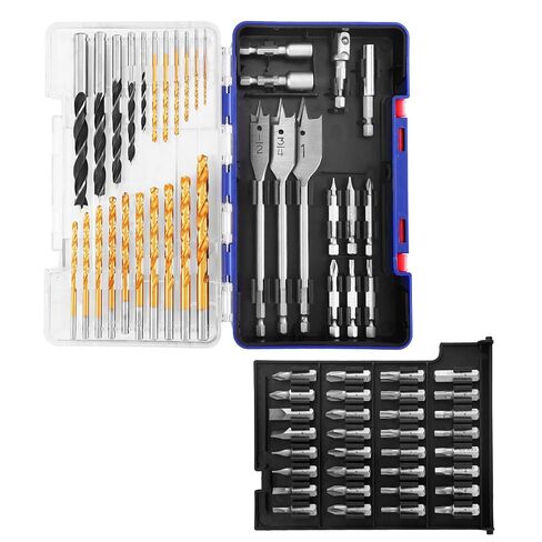 WORKPRO Drill Bit Set, 120-Pieces Impact Driver Bits Set and Screwdriver Bits Set for Screw Driving and Wood Metal Drilling with Storage Case, 1/4" Hex Shank in Kuwait