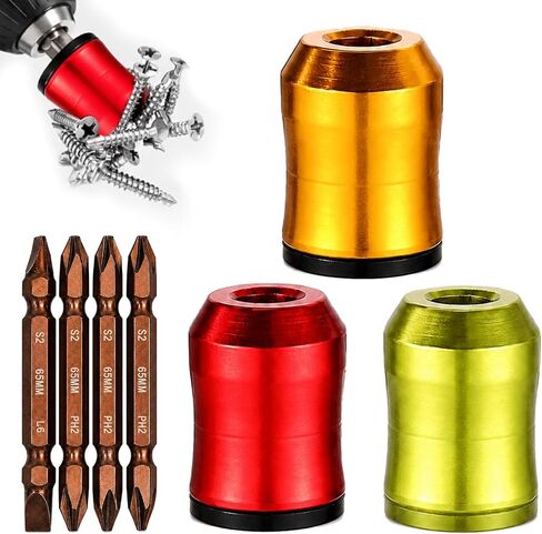 3PCS Magnetic Screw Holder Ring 4PCS PH2 Hex Screwdriver Bit Set DIY Repair | Reusable Removable Drill Bit Magnetizer Ring Household Set, Universal Magnetic Screw & Magnetic Drill Bit Holder, WANRHDZS in Kuwait