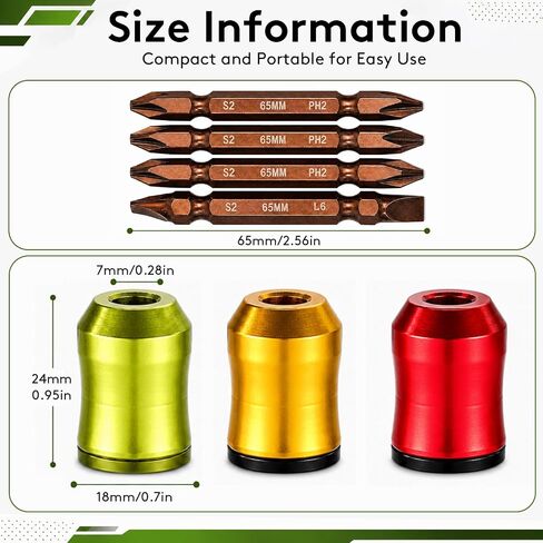 3PCS Magnetic Screw Holder Ring 4PCS PH2 Hex Screwdriver Bit Set DIY Repair | Reusable Removable Drill Bit Magnetizer Ring Household Set, Universal Magnetic Screw & Magnetic Drill Bit Holder, WANRHDZS in Kuwait