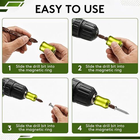 3PCS Magnetic Screw Holder Ring 4PCS PH2 Hex Screwdriver Bit Set DIY Repair | Reusable Removable Drill Bit Magnetizer Ring Household Set, Universal Magnetic Screw & Magnetic Drill Bit Holder, WANRHDZS in Kuwait