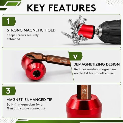 3PCS Magnetic Screw Holder Ring 4PCS PH2 Hex Screwdriver Bit Set DIY Repair | Reusable Removable Drill Bit Magnetizer Ring Household Set, Universal Magnetic Screw & Magnetic Drill Bit Holder, WANRHDZS in Kuwait