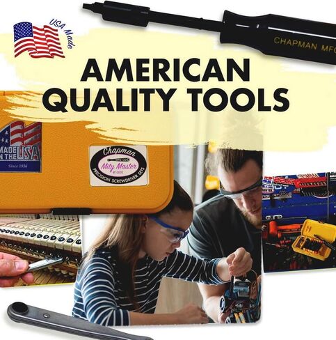 Chapman MFG 1000 Mity Master Set - Includes Phillips, Slotted, SAE & Metric MM Hex, Ball Allen Hex, JIS, Star (for Torx), Robertson Bits, Complete Set 68 USA Made Insert Bits, Mini Ratchet Hand Tool in Kuwait