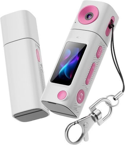 Dpofirs 1080P Digital Small Camera, Lipstick Camera with 230 Rotatable Lens, Portable Vintage Keychain Video Cameras with 16GB Memory Card, for Selfie Travel Outdoor (Fluorescent Green) in Kuwait