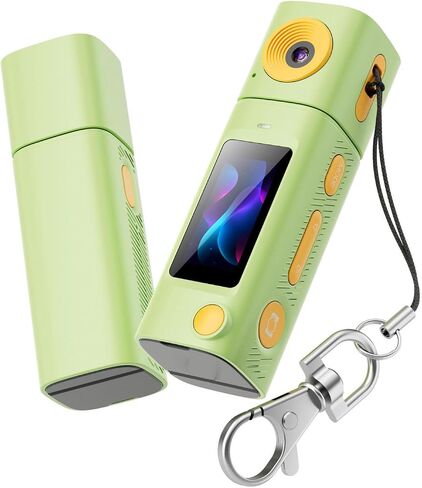 Dpofirs 1080P Digital Small Camera, Lipstick Camera with 230 Rotatable Lens, Portable Vintage Keychain Video Cameras with 16GB Memory Card, for Selfie Travel Outdoor (Fluorescent Green) in Kuwait