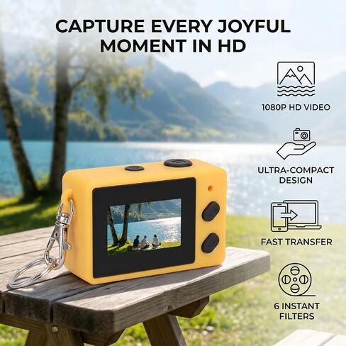 Keychain Digital Camera, 16X Digital Zoom for Travel Vlog Birthday Gift (Yellow) in Kuwait