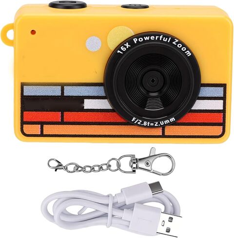Keychain Digital Camera, 16X Digital Zoom for Travel Vlog Birthday Gift (Yellow) in Kuwait