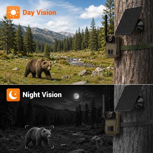 Cellular Solar Trail Camera with Night Vision, 0.1s Motion Activated, IP66 Waterproof, 1080P Outdoor Security Camera for Backyard, No WiFi Needed, SIM Card & Cloud Storage Included in Kuwait