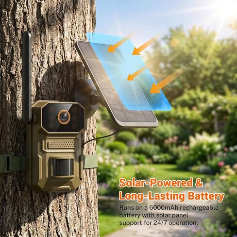 Cellular Solar Trail Camera with Night Vision, 0.1s Motion Activated, IP66 Waterproof, 1080P Outdoor Security Camera for Backyard, No WiFi Needed, SIM Card & Cloud Storage Included in Kuwait