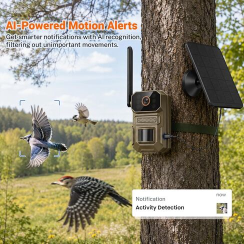 Cellular Solar Trail Camera with Night Vision, 0.1s Motion Activated, IP66 Waterproof, 1080P Outdoor Security Camera for Backyard, No WiFi Needed, SIM Card & Cloud Storage Included in Kuwait