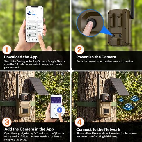 Cellular Solar Trail Camera with Night Vision, 0.1s Motion Activated, IP66 Waterproof, 1080P Outdoor Security Camera for Backyard, No WiFi Needed, SIM Card & Cloud Storage Included in Kuwait