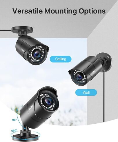 ZOSI 1080P 1920TVL Security Camera Outdoor Indoor,Hybrid 4-in-1 TVI/CVI/AHD/960H CVBS Bullet Cam for Analog Home Office Surveillance DVR CCTV System,IP67 Weatherproof,120ft IR Night Vision,Black in Kuwait