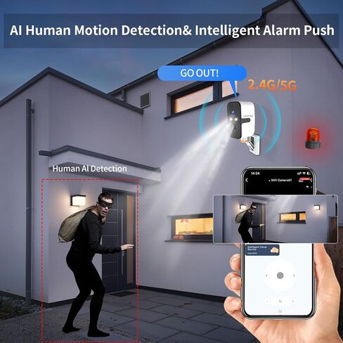 Security Cameras Wireless Outdoor, 2.4G/5G WIFI Magnetic Battery Powered Indoor Cameras for Home Security with Motion Detection,Spotlight Color Night Vision,PIR Siren,SD/Cloud Storage,Work With Alexa. in Kuwait