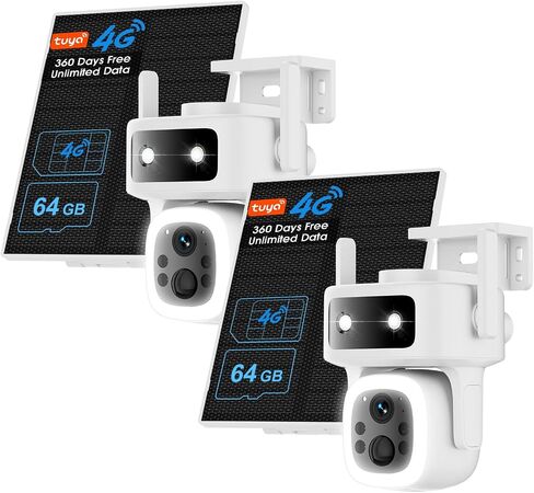 maisi 4G LTE Cellular Solar Wireless Camera Outdoor | 360 Days Free Unlimited Data, Built-in SIM Card 64GB, No WiFi No Power Security Camera,2K Color Night Vision (4G Unlimited) in Kuwait