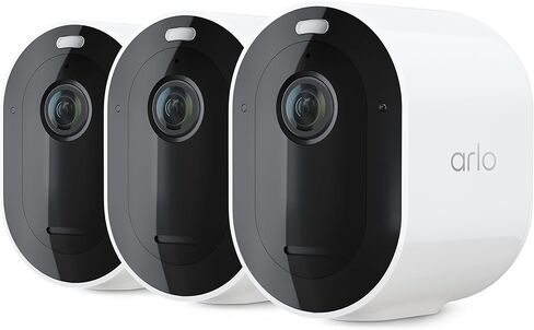 Arlo Pro 4 Spotlight Camera - 3 Pack - Wireless Security, 2K Video & HDR, Color Night Vision, 2 Way Audio, Direct to WiFi No Hub Needed, VMC4350P - White (Renewed) in Kuwait