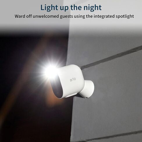 Arlo Pro 4 Spotlight Camera - 3 Pack - Wireless Security, 2K Video & HDR, Color Night Vision, 2 Way Audio, Direct to WiFi No Hub Needed, VMC4350P - White (Renewed) in Kuwait