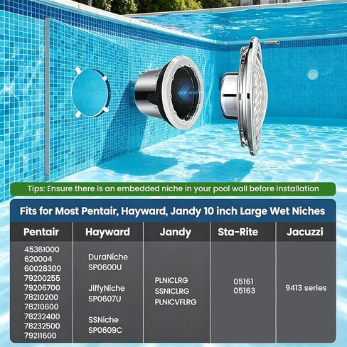 10Inch LED Pool Light for Inground Pools White Underwater Light 100FT Cord | 10Inch LED Pool Light for Inground Pools 120V 35W Underwater Light with 100FT Cord Stainless Steel Housing Spa Replacement in Kuwait