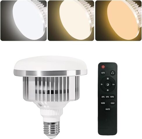 2 Pack LED 85W 2700-6500K Photography Light Bulb E27 Base | Adjust 3 Color White/Cool/Warm Light by Remote Control , Softbox LED Light Bulb Photo Video Studio Lighting Backstrop Stand in Kuwait