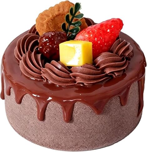 Artificial Birthday Cake 4 Inch Realistic Simulation Cake Display Model for Bakery Shop Window Photography Props (4 Inch (Fruit Biscuit Style)) in Kuwait