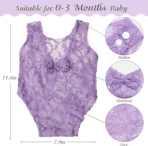 4 PCS Newborn Photography Props Outfits-BabyTutu Skirt Cute Bow Headdress and Lace Rompers Sets for Infants Girl Boy (PH227-E) in Kuwait