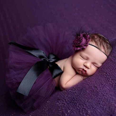 4 PCS Newborn Photography Props Outfits-BabyTutu Skirt Cute Bow Headdress and Lace Rompers Sets for Infants Girl Boy (PH227-E) in Kuwait