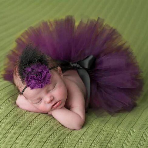 4 PCS Newborn Photography Props Outfits-BabyTutu Skirt Cute Bow Headdress and Lace Rompers Sets for Infants Girl Boy (PH227-E) in Kuwait