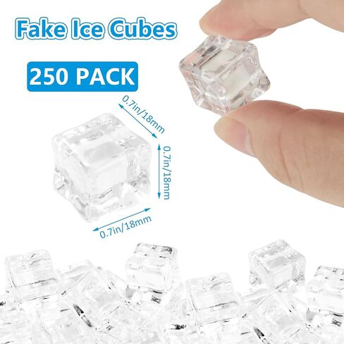 250 Pack 0.7 Inch Fake Ice Cubes, Plastic Reusable Ice Cubes, Acrylic Ice Cube, Artificial Ice Cubes, Vase Fillers for Centerpieces, Photography Props, Food Display, DIY crafts in Kuwait