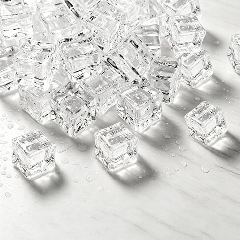 250 Pack 0.7 Inch Fake Ice Cubes, Plastic Reusable Ice Cubes, Acrylic Ice Cube, Artificial Ice Cubes, Vase Fillers for Centerpieces, Photography Props, Food Display, DIY crafts in Kuwait