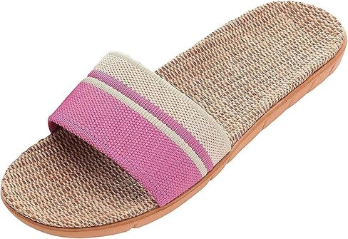 Star-Wind Flax Slippers Unisex Linen Summer Beach Shoes Lightweight Skidproof Indoor Slippers Home Breathable Sandals in Kuwait