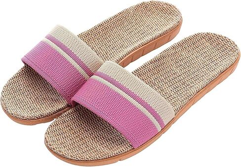 Star-Wind Flax Slippers Unisex Linen Summer Beach Shoes Lightweight Skidproof Indoor Slippers Home Breathable Sandals in Kuwait