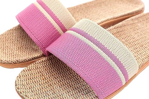 Star-Wind Flax Slippers Unisex Linen Summer Beach Shoes Lightweight Skidproof Indoor Slippers Home Breathable Sandals in Kuwait