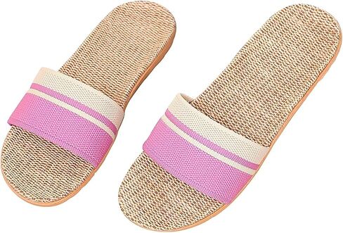 Star-Wind Flax Slippers Unisex Linen Summer Beach Shoes Lightweight Skidproof Indoor Slippers Home Breathable Sandals in Kuwait