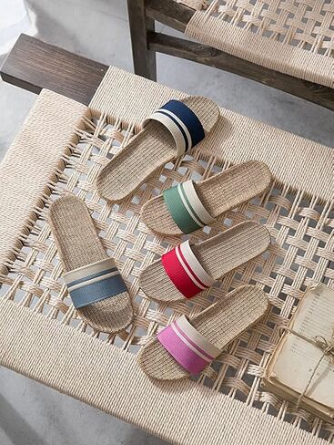 Star-Wind Flax Slippers Unisex Linen Summer Beach Shoes Lightweight Skidproof Indoor Slippers Home Breathable Sandals in Kuwait