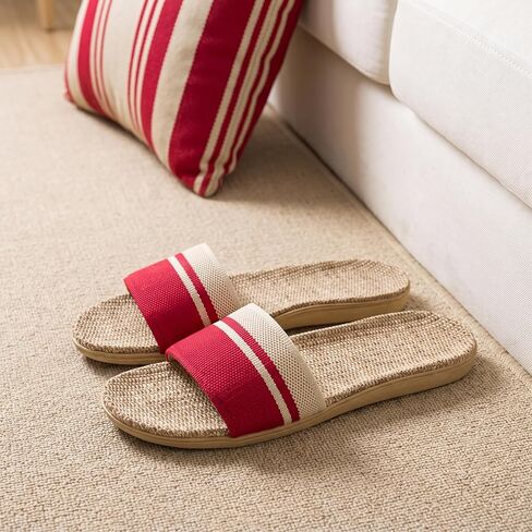 Linen House Slippers for Women & Men – Summer Indoor Sandals – Thick Sole Non-Slip Wood Floor Shoes – Breathable Anti-Odor Unisex Slides in Kuwait