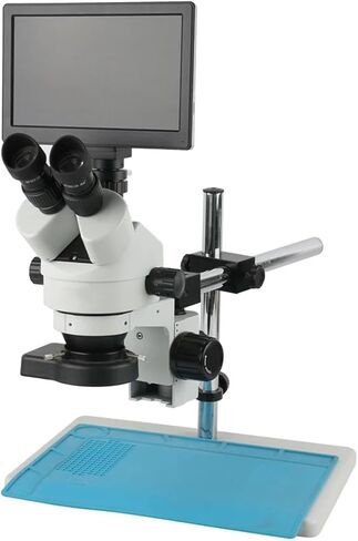Microscope Kit 3.5X 90X Simul-Focal Stereo Microscope Trinocular Microscope 9 Inch LCD Video Microscope Camera for PCB Repair Soldering Microscope Slides,B,G in Kuwait