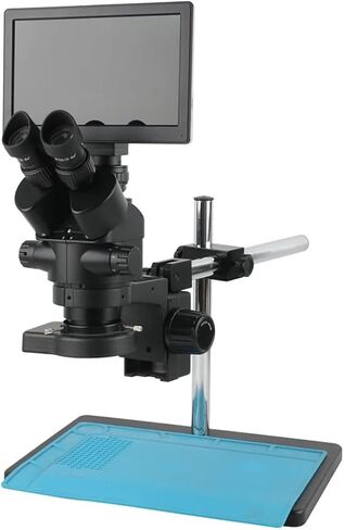 Microscope Kit 3.5X 90X Simul-Focal Stereo Microscope Trinocular Microscope 9 Inch LCD Video Microscope Camera for PCB Repair Soldering Microscope Slides,C, in Kuwait