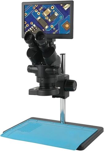 Microscope Kit 3.5X 90X Simul-Focal Stereo Microscope Trinocular Microscope 9 Inch LCD Video Microscope Camera for PCB Repair Soldering Microscope Slides,A, in Kuwait