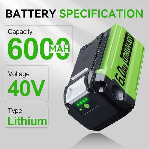GWL1820 29462 6.0 40V Lithium-Ion Battery Replacement for Greenworks 40V Battery Compatible with Greenworks Battery 40Volt 29462 Cordless Power Tools in Saudi Arabia