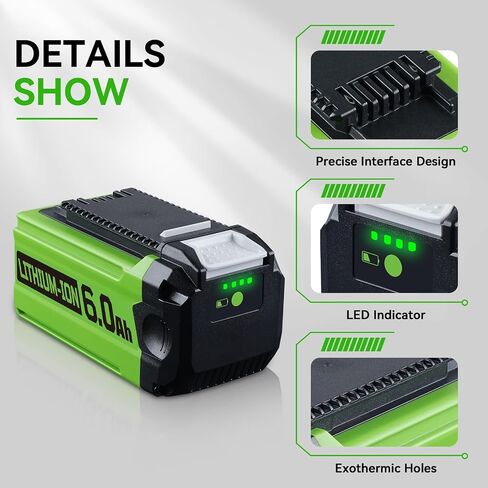 GWL1820 29462 6.0 40V Lithium-Ion Battery Replacement for Greenworks 40V Battery Compatible with Greenworks Battery 40Volt 29462 Cordless Power Tools in Saudi Arabia