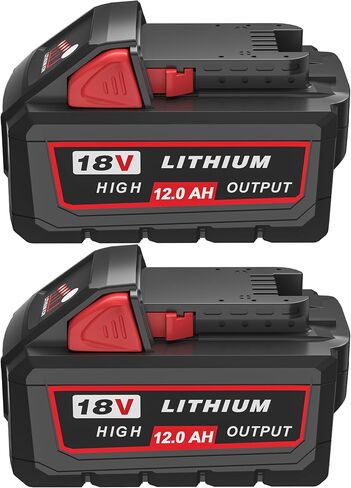 2Pack 12.0Ah M-18 Battery Replacement for Milwaukee 18V Battery and Charger | Compatible with Milwaukee 18 Volt Batteries 48-11-1862 48-11-1852 48-11-1880 48-11-1882 Cordless Power Tools in Kuwait