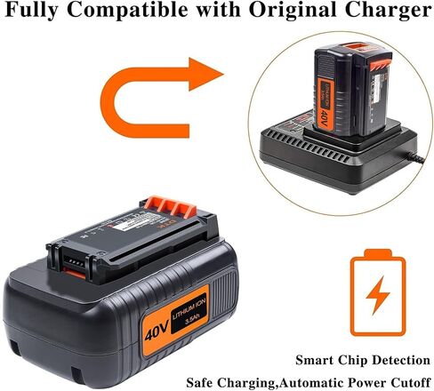 DTK 2 Packs Replacement for Black and Decker 40V 3600mAh Battery LBX2040 LBX36 LBXR36 LBXR2036 LST540 LST136W in Kuwait
