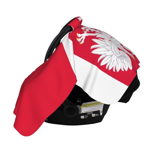 Poland with Eagle Flag Baby Car Seat Cover & Breastfeeding Nursing Cover - Breathable Stretch Fabric Multi-Use Nursing Cover for Breastfeeding in Kuwait