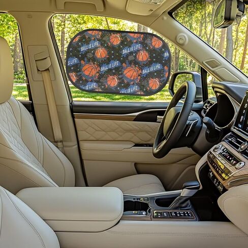 Basketabll Car Sun Shade for Baby Sun Protection 2 Pieces Sun Visor for Kids Easy Install Keep Cool Blocker Foldable Mesh Car Shades for Back Windows Baby Universal Fit SUV Bus Truck in Kuwait