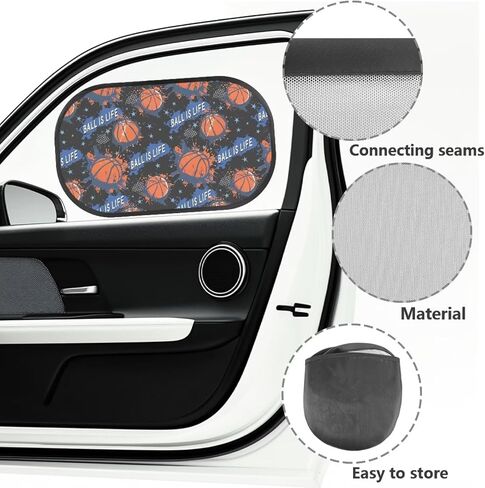 Basketabll Car Sun Shade for Baby Sun Protection 2 Pieces Sun Visor for Kids Easy Install Keep Cool Blocker Foldable Mesh Car Shades for Back Windows Baby Universal Fit SUV Bus Truck in Kuwait