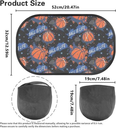 Basketabll Car Sun Shade for Baby Sun Protection 2 Pieces Sun Visor for Kids Easy Install Keep Cool Blocker Foldable Mesh Car Shades for Back Windows Baby Universal Fit SUV Bus Truck in Kuwait