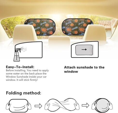 Basketabll Car Sun Shade for Baby Sun Protection 2 Pieces Sun Visor for Kids Easy Install Keep Cool Blocker Foldable Mesh Car Shades for Back Windows Baby Universal Fit SUV Bus Truck in Kuwait
