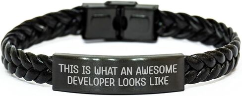 Developer's Proud Interlaced Leather Bracelet, Gifts from Men to Developer, Valentine's Unique Gifts in Kuwait